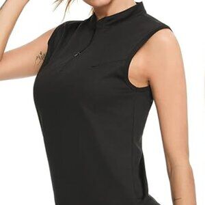 Sykooria Women's Black Sleeveless Golf Shirt | Size M